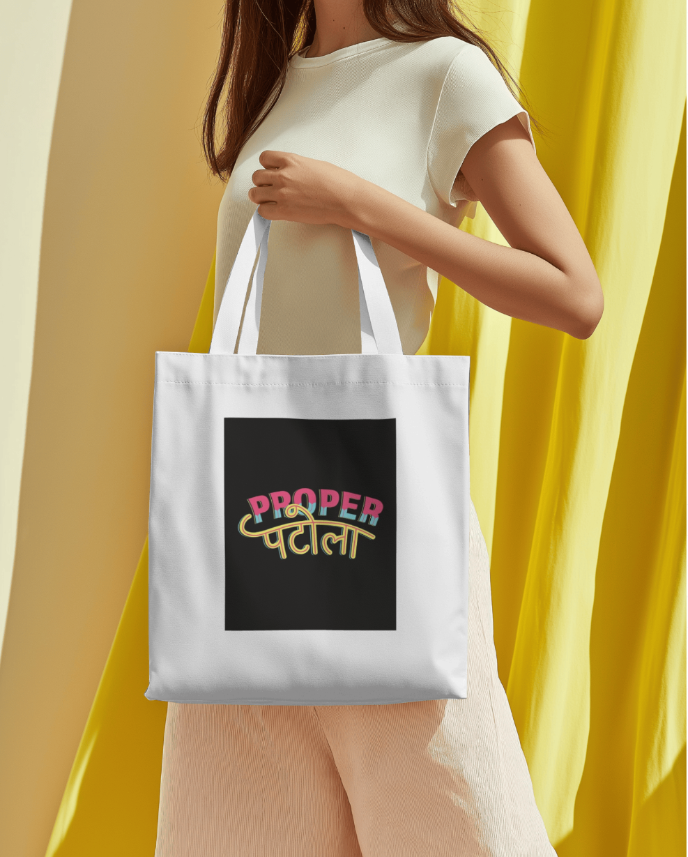 "Proper पटोला "- Hand-Painted Tote Bag