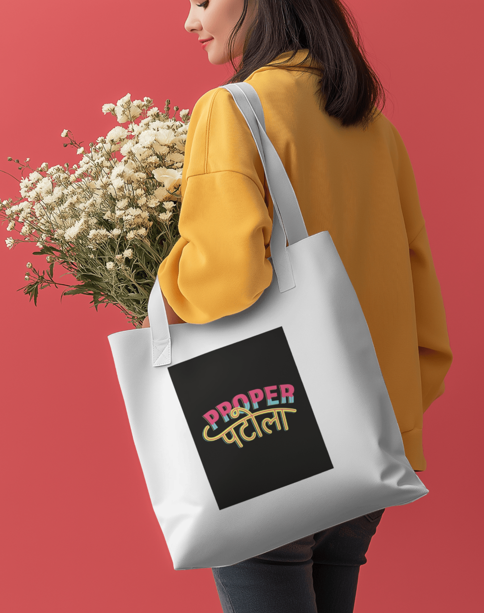 "Proper पटोला "- Hand-Painted Tote Bag