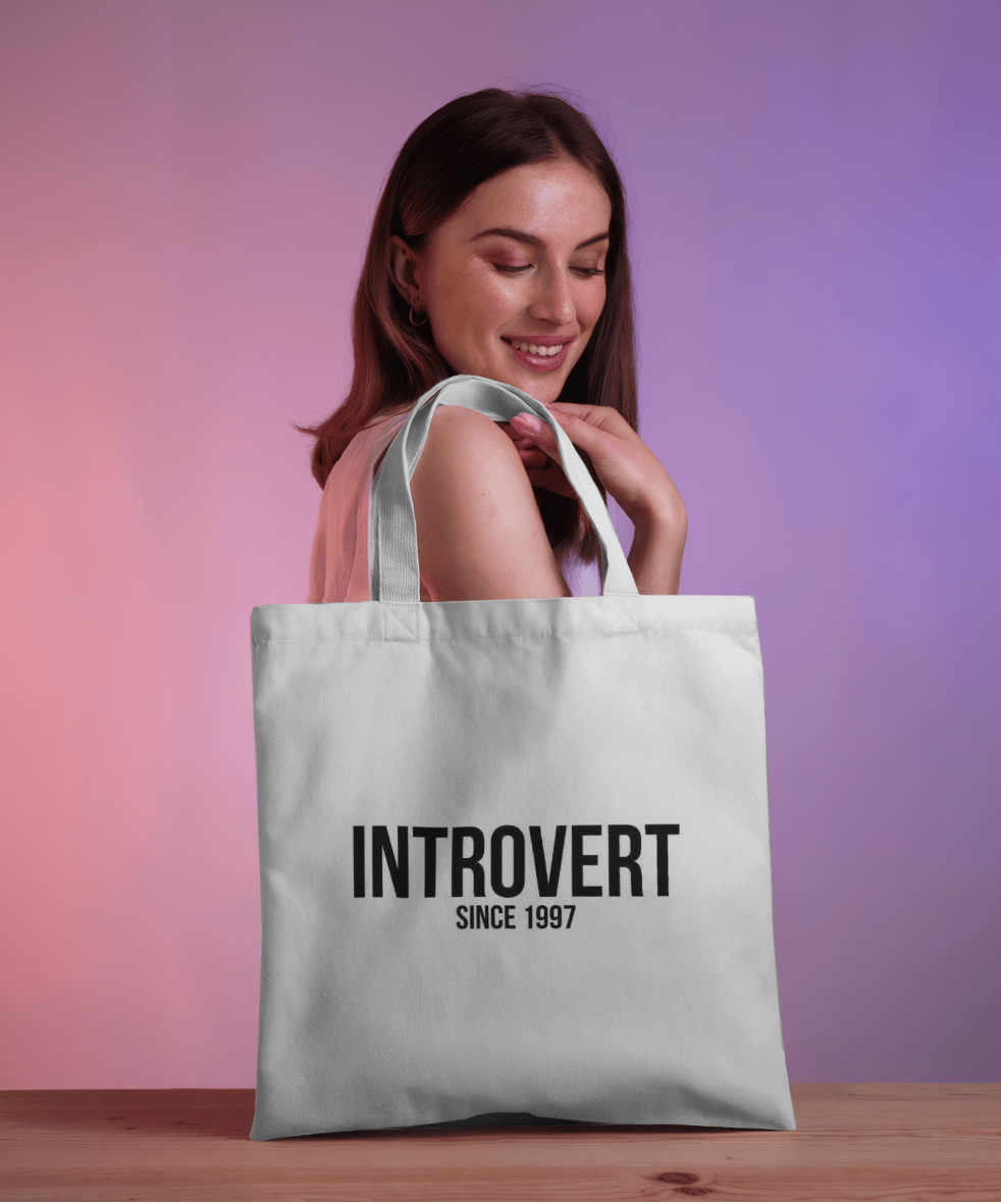 "I'm Introvert Since 1997" - (Customisable) Hand-Painted Tote Bag