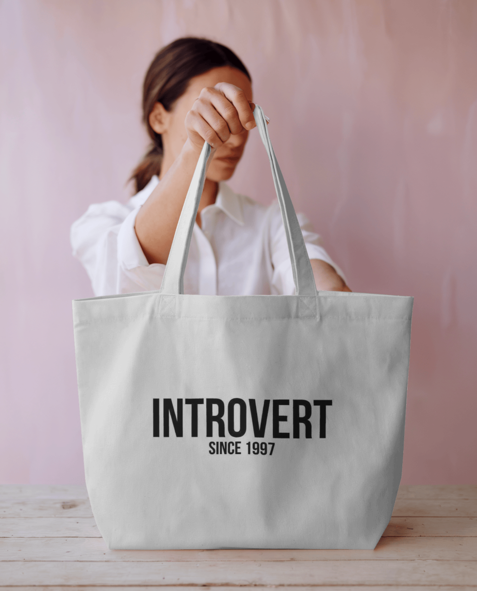 "I'm Introvert Since 1997" - (Customisable) Hand-Painted Tote Bag