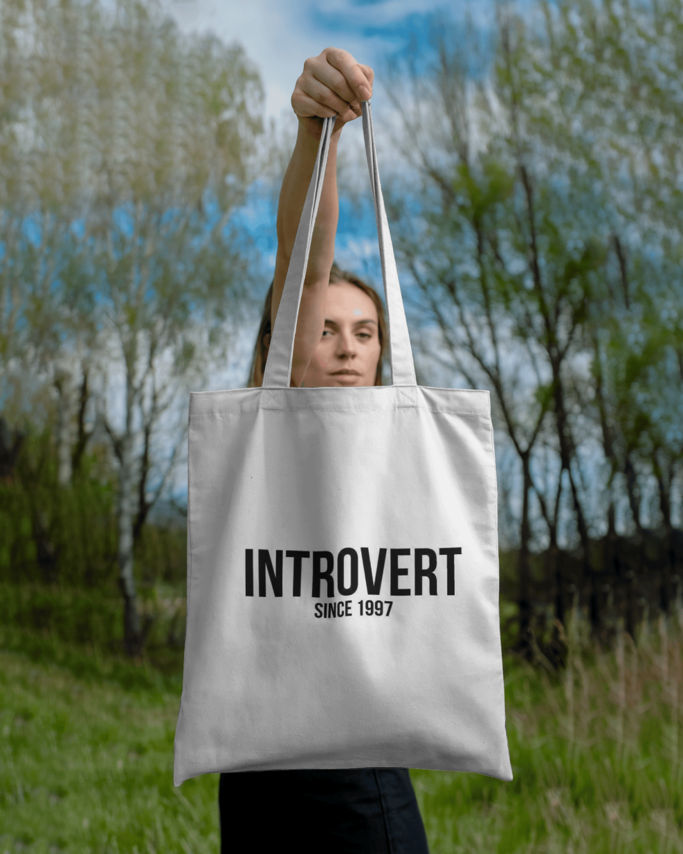 "I'm Introvert Since 1997" - (Customisable) Hand-Painted Tote Bag