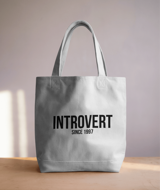 "I'm Introvert Since 1997" - (Customisable) Hand-Painted Tote Bag